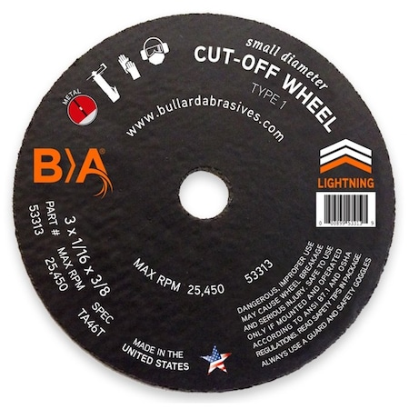 Bullard Abrasives Speedster Type 1 Sm Diameter, 4X1/16X3/8 93413